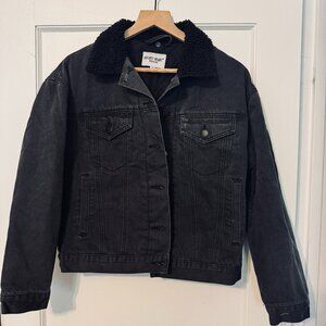 Black Lined Denim Jacket - S